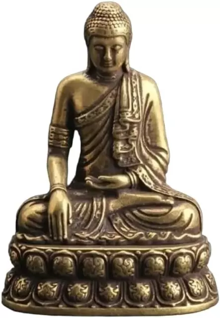 Shakyamuni sitzende Buddha Figur tragbar - Miniatur Statue aus Messing Tischdeko