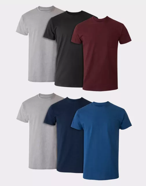Hanes 6-Pack Pocket Tee Men's T-Shirt Soft and Breathable Assorted Colors S-2XL