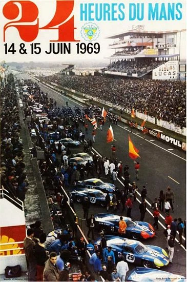 Vintage 1969 Le Mans 24 Hour Race Motor Racing Poster A3 Print