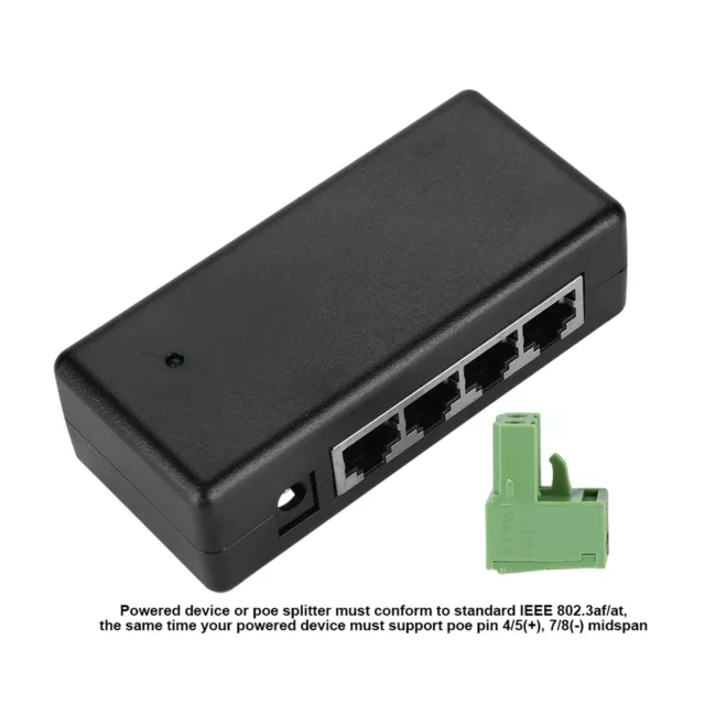 4Port PoE-Injektor PoE-Ethernet Netzteil Adapter IP Kamera Netzteil DC12V-48V!