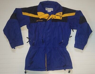 Vintage Columbia Ski Jacket Mens Medium Multi Pockets Blue Yellow Winter Snow