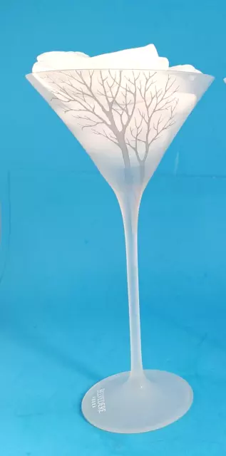 Belvedere Vodka Etched Cold Activated Long Stem Frosted Martini Glass 9" Mint