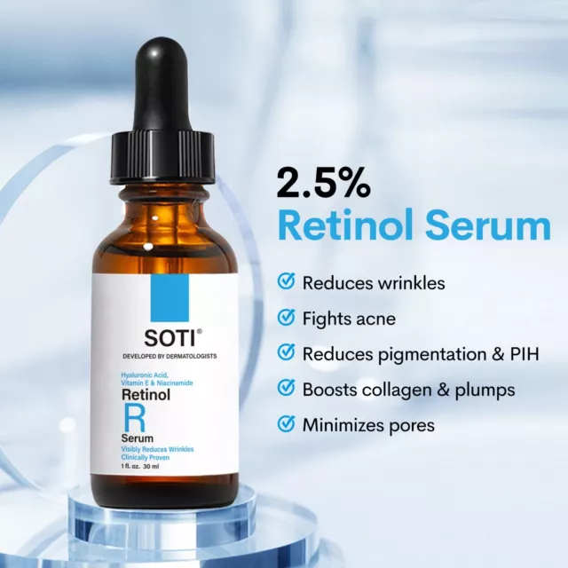 Soti 2.5% Retinol Suero, Hecho en USA Reduce las arrugas, las manchas de la edad