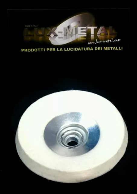 Disco lucidatura feltro 100 mm   m 14 acciaio inox alluminio ottone rame metalli