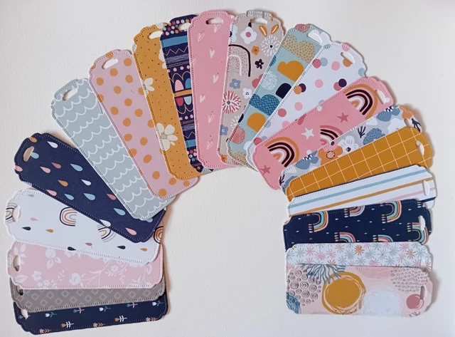 20 small bookmarks 20 patterned bookmark set RAINBOWS