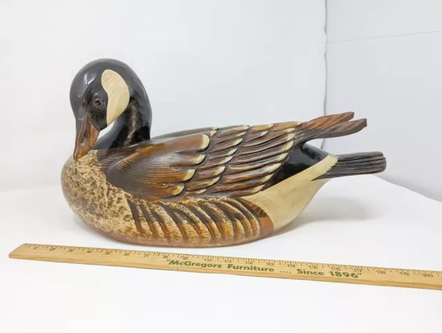 Vintage TOM TABER Large Canadian Goose Wooden Decoy