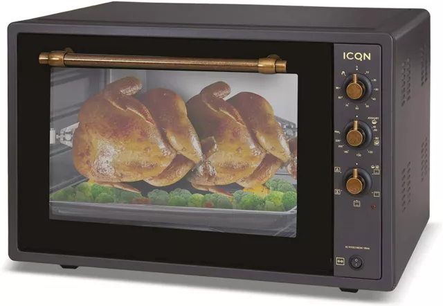 Minibackofen 60 Liter Umluft Pizza Drehspieß Backblech Set Backofen Grill Rustik