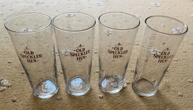 4x Morland Old Speckled Hen One Pint Glass Gold Logo Lager - Used
