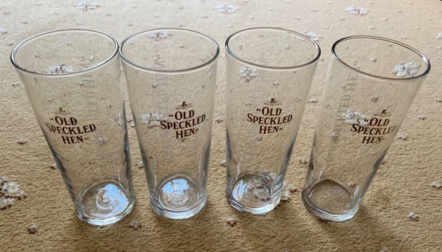 4x Morland Old Speckled Hen One Pint Glass Gold Logo Lager - Used