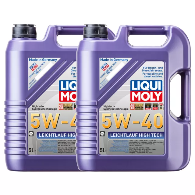 LIQUI MOLY 5W40 10L HIGH TECH Motoröl für AUDI BMW DAEWOO FERRARI