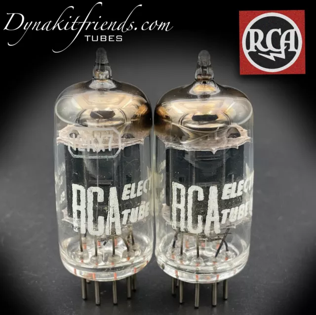 12AX7 RCA Long Black Plates [] Square Tilt Getter Matched Tubes Made in USA '58