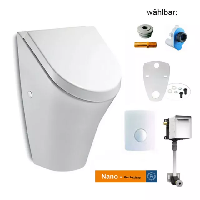 Urinal mit Deckel ROCA NEXO SOFTCLOSE 735364K Rohbau Set Siphon Druckspüler