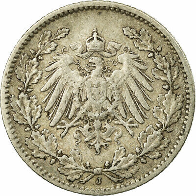 [#654687] Monnaie, GERMANY - EMPIRE, 1/2 Mark, 1905, Hambourg, TTB, Argent, KM:1