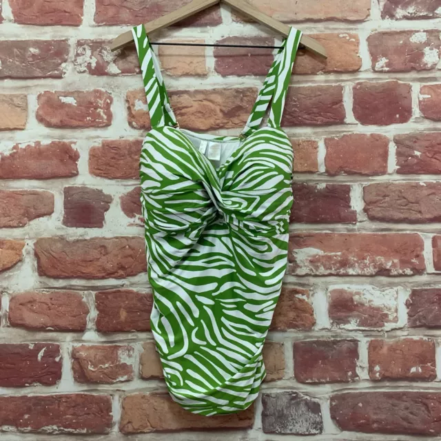 Anne Cole Swim Tankini Womens 22W Green White Abstract Padded Swimsuit Top