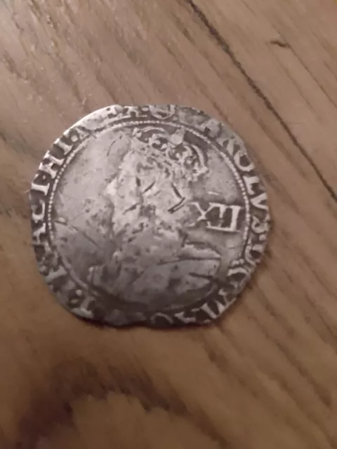 KING CHARLES 1st SILVER HAMMERED SHILLING DETECTOR FOUND UK COIN 3