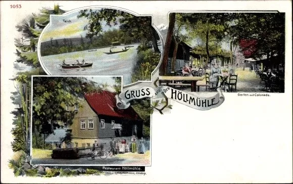 Ak Chursdorf Penig in Sachsen, Restaurant Höllmühle, Garten, Teich - 3876574