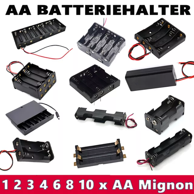 Batteriehalter für 1 2 3 4 6 8 10 x AA Mignon Batterie Gehäuse Schalter Kabel