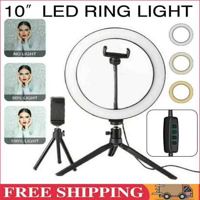 10” Selfie Ring Light LED Light with Tripod Stand Phone Holder for Live Video