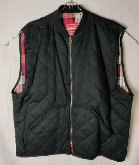 MARLBORO COUNTY MEN Full Zip Quilted Vest Leather Trim Red Jacket $91. ...