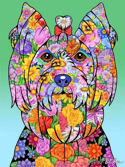 Flowers Garden Flag - Yorkshire Terrier Yorkie 960101