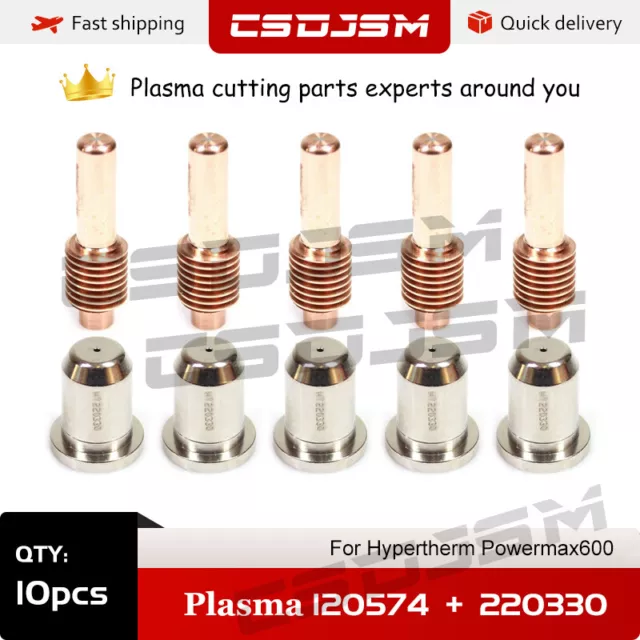 CSDJSM 10pcs Electrode 120574 220330 Nozzle For Hypertherm Powermax600/900 Torch