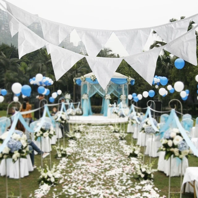 12 banderas 3,2 m blanco algodón fiesta boda banderín pancarta decoración