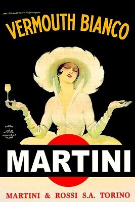 Poster Manifesto Locandina Pubblicitaria Stampa Vintage Vermouth Martini Bianco