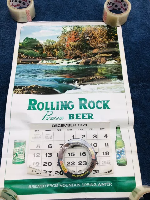 Vintage Rolling Rock December 1971- December 1972 Calendar.