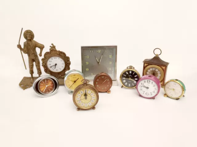 Bundle Of 10 Vintage Clocks For Sale. Spares Or Repairs.