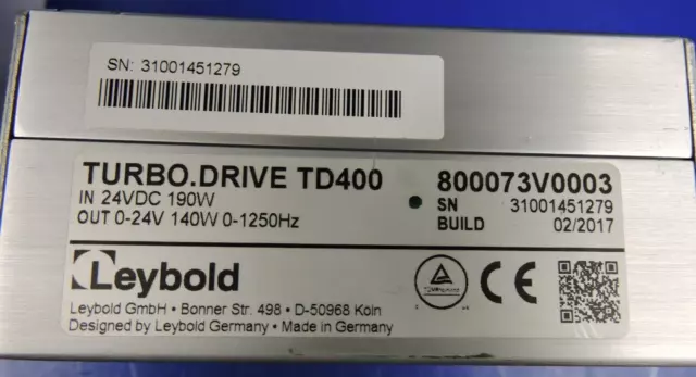 Leybold TD-400 Turbo Lecteur Pompe à Vide Contrôleur 800073V0003 / Thermo Fisher