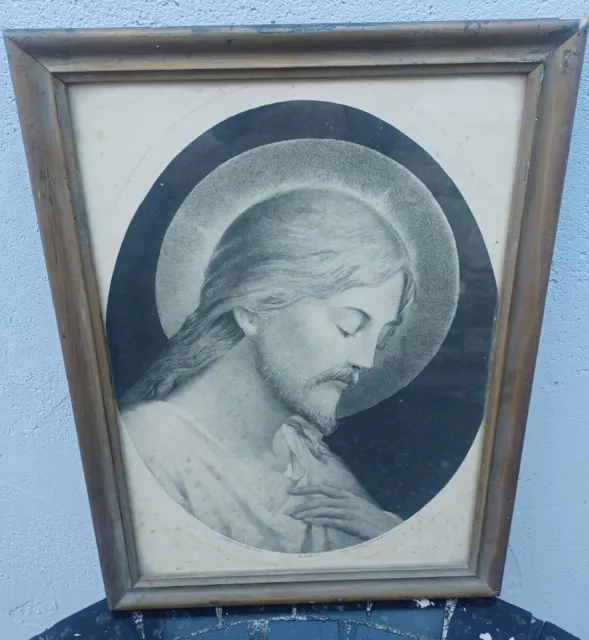 Antique Boumard Fils Print of Jesus Christ 19th Century 5707  36 x 27 cm   RARE