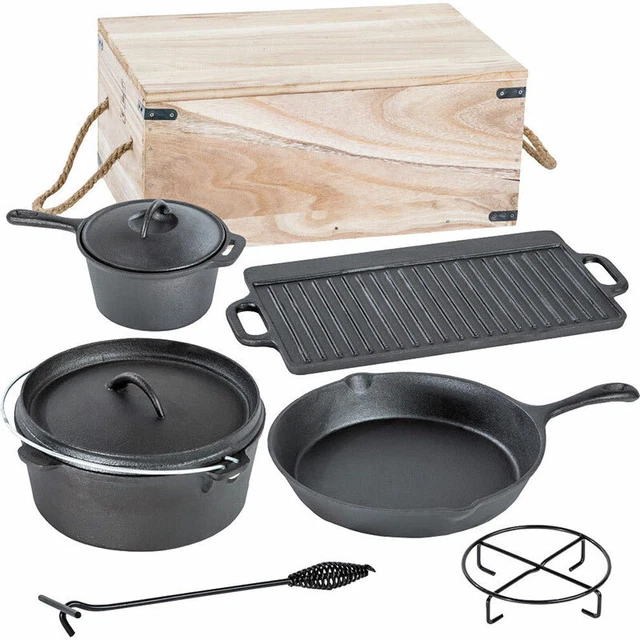 Activa Mastercook Dutch Oven-Set 7-teiliges Gusseisen, in Holzkiste