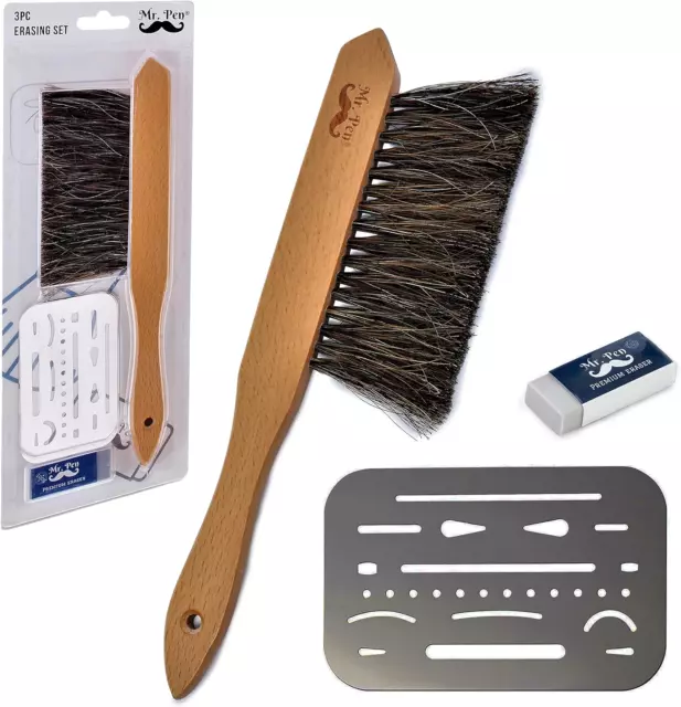 Dusting Brush, Drafting Brush, Eraser Shield and Eraser