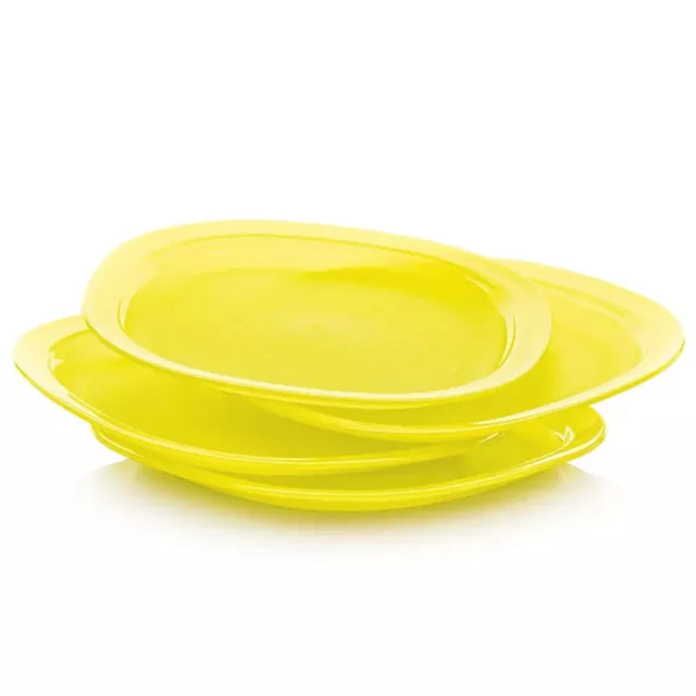 NEW Tupperware 8" Microwave Reheatable Small Dessert Party Plates LEMON Set of 4