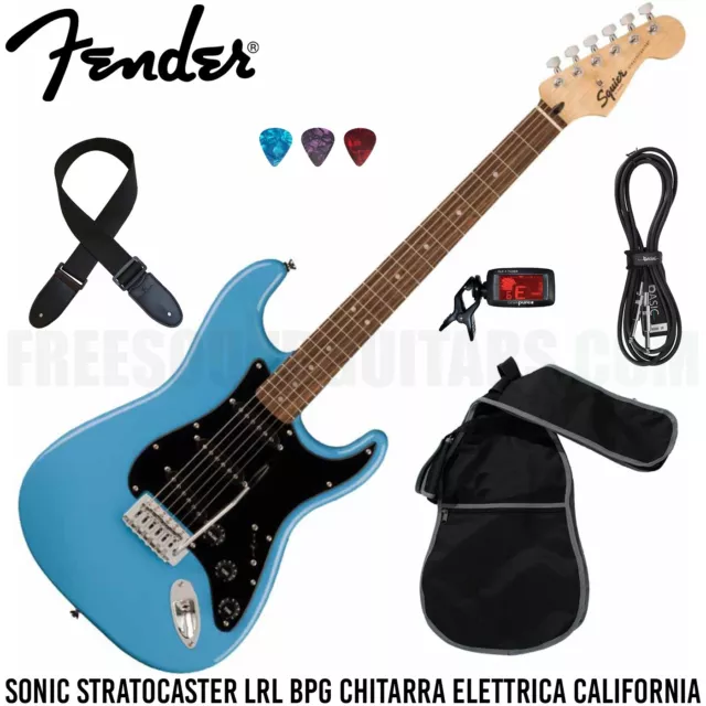 FENDER Squier Sonic Stratocaster LRL BPG BLU Chitarra Elettrica + Kit Accessori