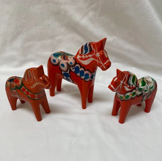 Juego de 3 caballos Dala vintage