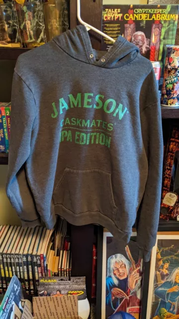 Jameson Irish Whiskey JJ&S Caskmates Gray Pullover Hoodie Sweatshirt Sz XL 26x23