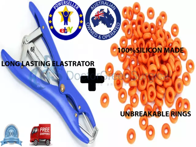 Elastrator Ring Applicator Veterinary Castration + 100 Bands