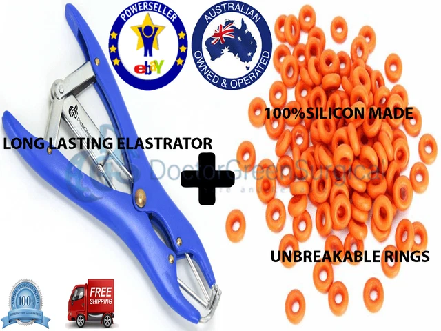 ELASTRATOR CASTRATOR RING Rubber Castration Applicator Plier + 100 ...
