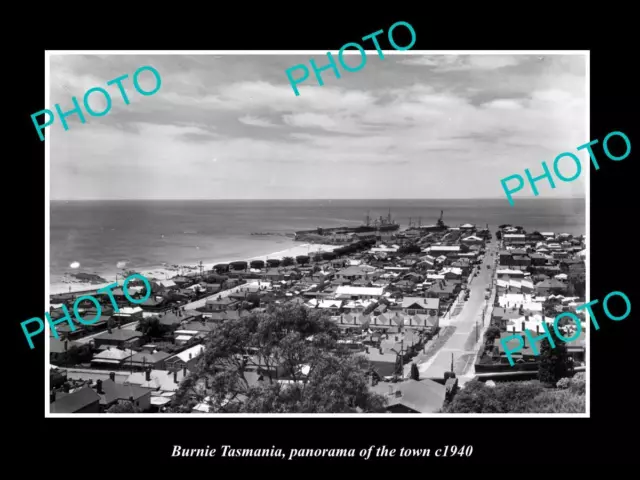 OLD LARGE HISTORIC PHOTO OF BURNIE TASMANIA PANORAMA OF THE TOWN c1940