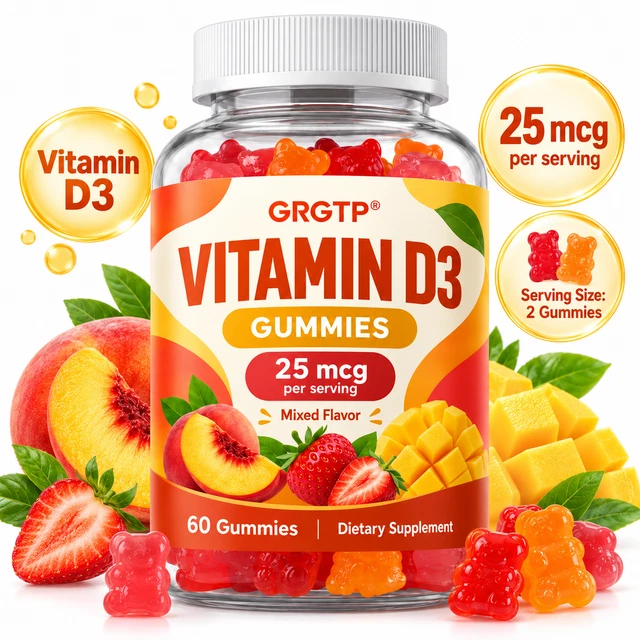 VITAMIN D3 GUMMIES 60pcs - 25mcg Bone Teeth Immune Health Support Mixed ...