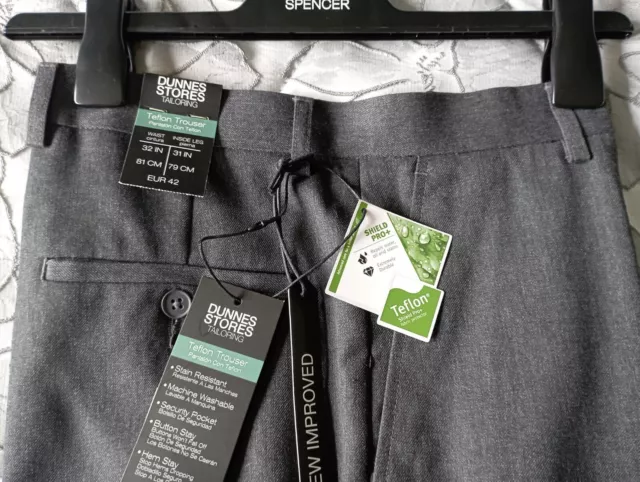 Dunnes Stores Mens Tailored Teflon shield pro Trousers BNWT size 32/31 Grey