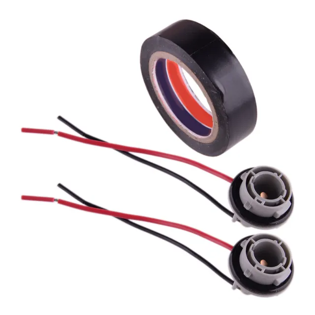 2pcs 1156 Universal Car Rear Turn Signal Pigtail Wire Female Bulb Socket & Tape