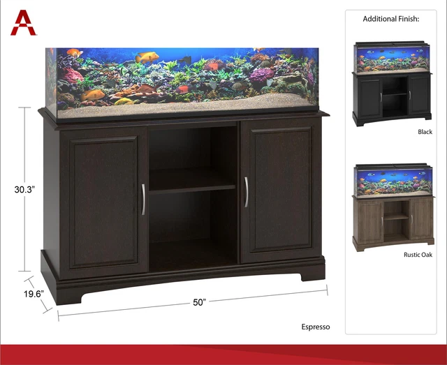 Black 50 - 75 Gallon Aquarium Stand Storage Cabinet Fish Tank Home Decor