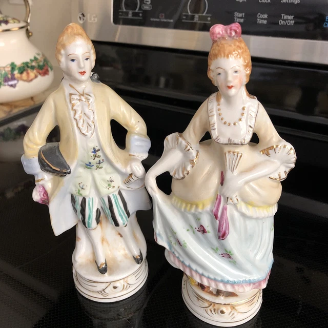 VINTAGE MADE IN Japan Figurines gold gilded Victorian Man & Woman