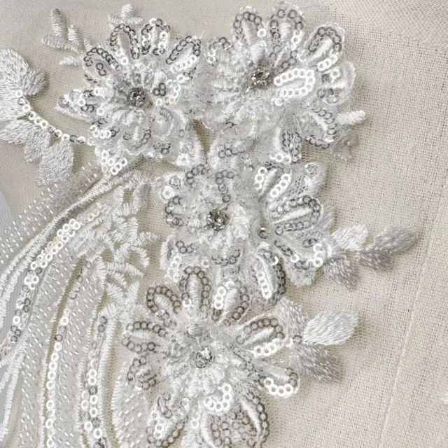Lace Embroidery Flower Cloth Sticker White Brooch Accessories