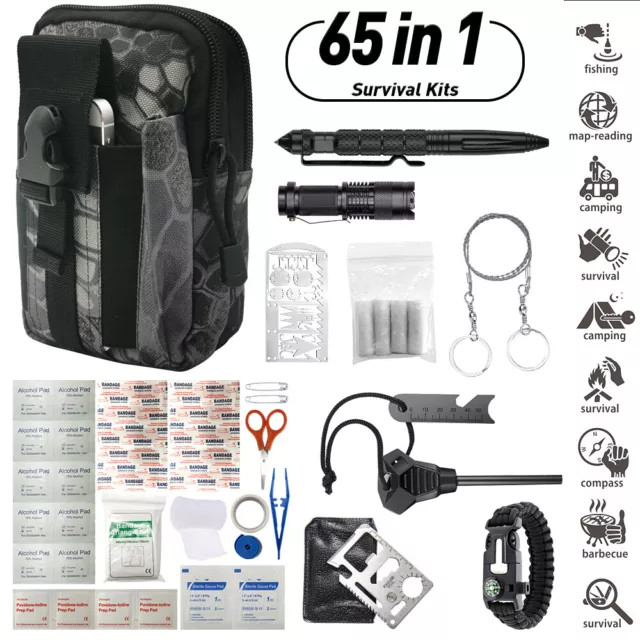 65in1 Notfallset Überlebensset Survival Kit Combat Box Outdoor Camping Prepper