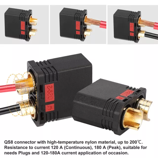 2X Hochstrom Antiblitz QS8S QS8 Goldstecker Stecker Buchse 120A 8mm DC450V