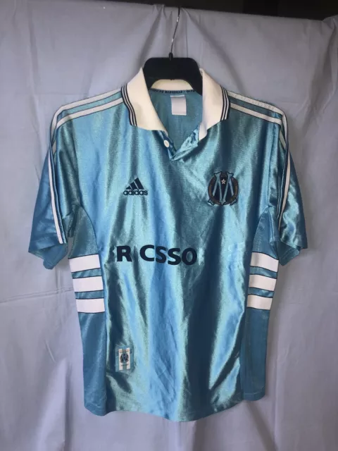 Maillot Olympique Marseille 1999 Adidas Vintage Home Ericsson OM enfant -  10 ans