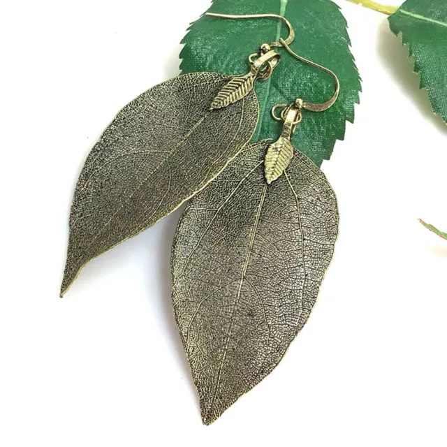 Genuine Leaf Earrings, Real Leaf Earrings, Dipped Leaves Jewelry, Leaf Earrings